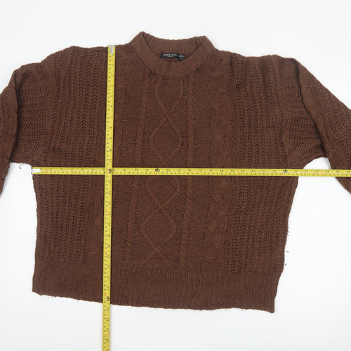 Brave Soul Women’s Brown Size 14 Cable Knit Mock Neck Jumper