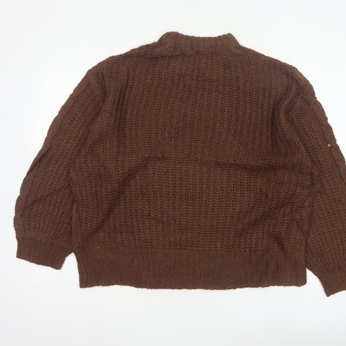 Brave Soul Women’s Brown Size 14 Cable Knit Mock Neck Jumper