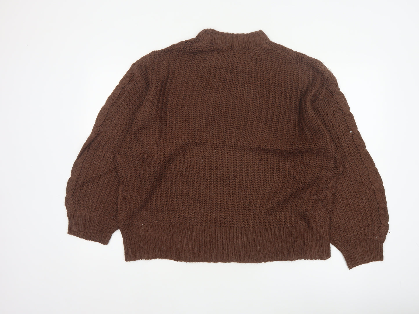 Brave Soul Women’s Brown Size 14 Cable Knit Mock Neck Jumper