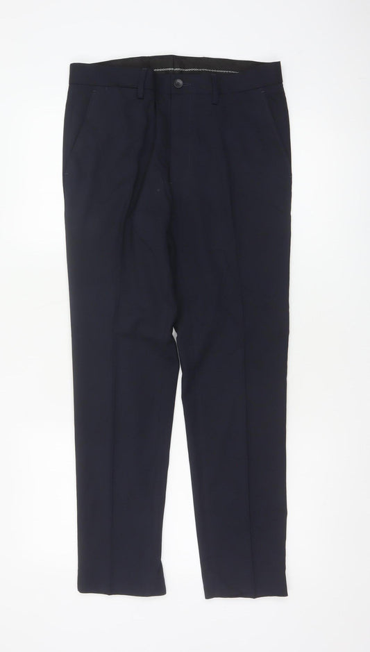Marks and Spencer Men Blue 30/29 Skinny Smart Dress Trousers