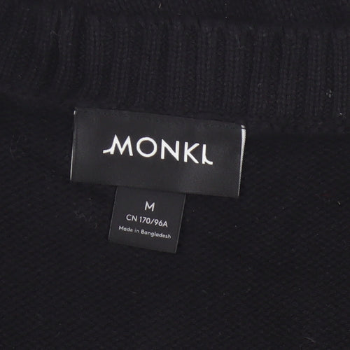 MONKI Women Black UK 12 Cable Knit V-Neck Sleeveless Jumper Vest