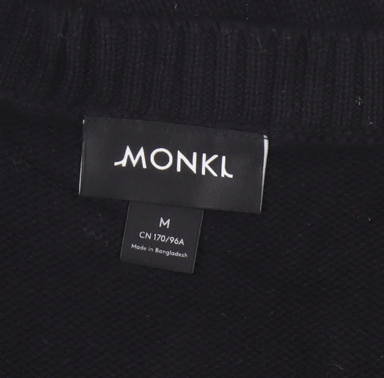 MONKI Women Black UK 12 Cable Knit V-Neck Sleeveless Jumper Vest