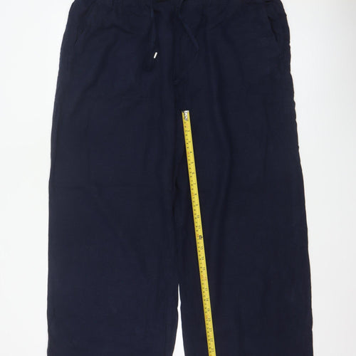 M&S Women’s Navy Blue Size 20 Linen Wide Leg Drawstring Trousers