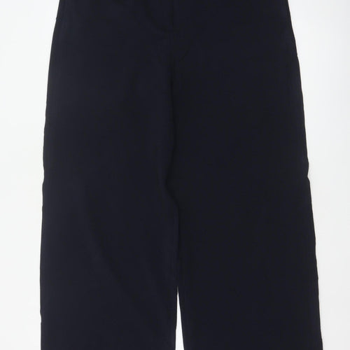 M&S Women’s Navy UK 14 Long Wide-Leg Belted Tailored Trousers