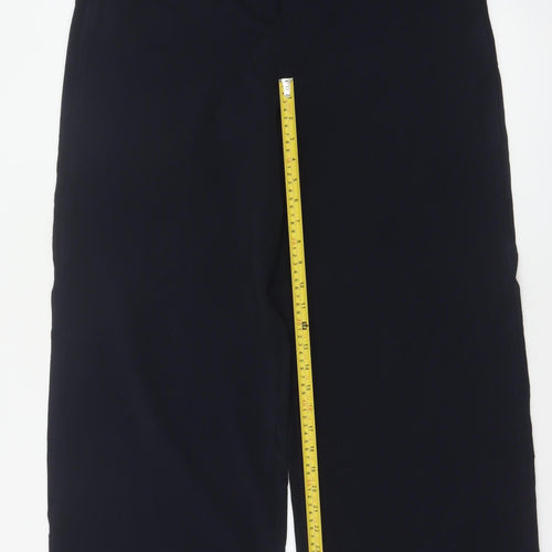 M&S Women’s Navy UK 14 Long Wide-Leg Belted Tailored Trousers