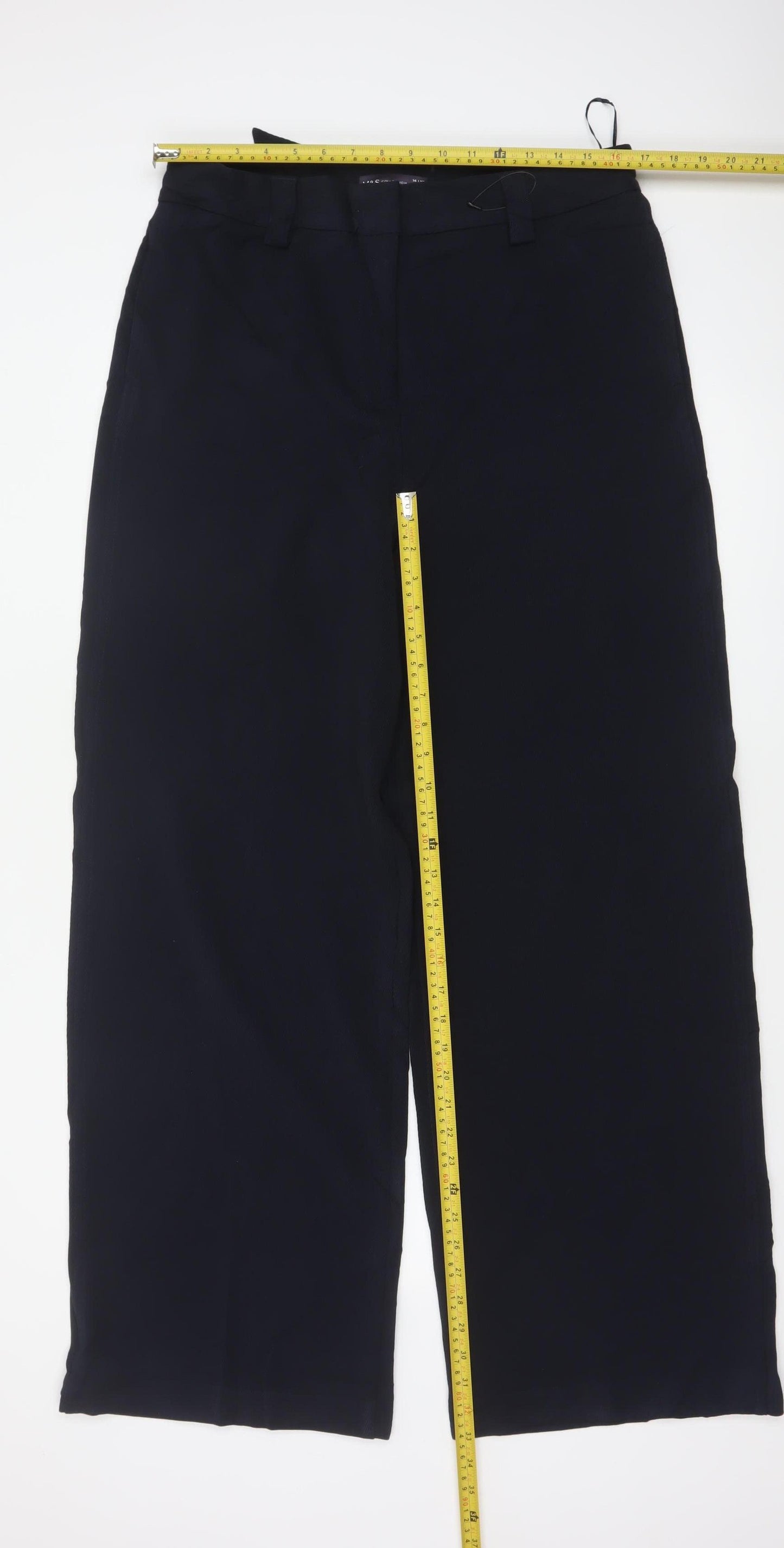 M&S Women’s Navy UK 14 Long Wide-Leg Belted Tailored Trousers