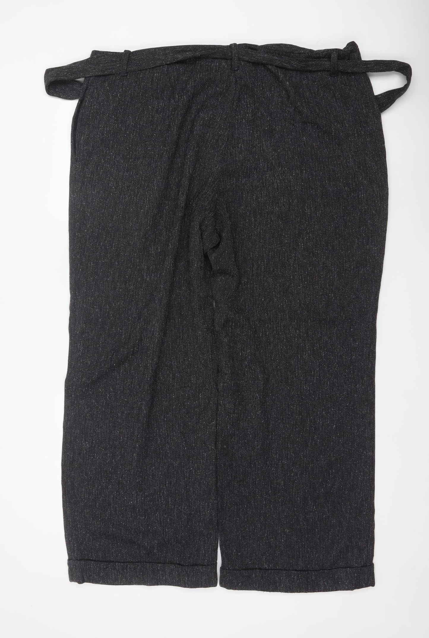 Next Women's Grey UK 20 Paperbag Cropped Belted Tapered Trousers