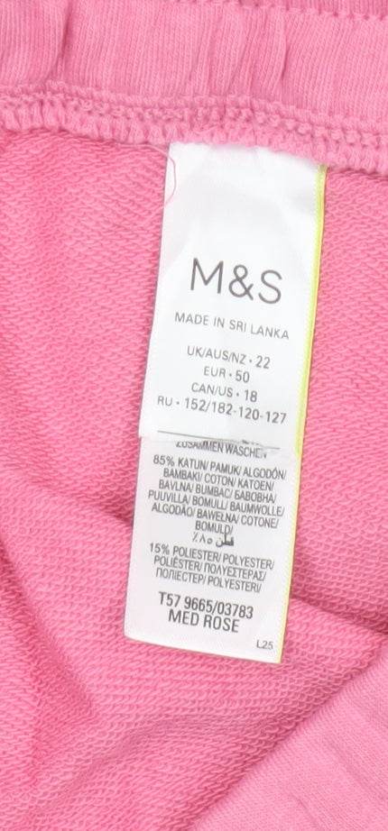 M&S Women’s Pink Size 22 Sweat Shorts Drawstring Pockets