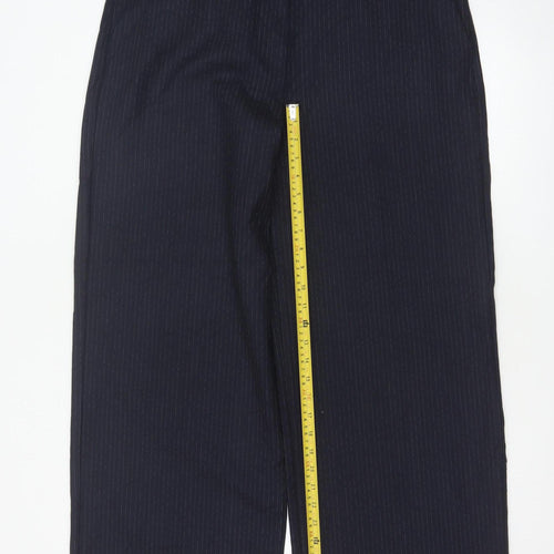 M&S Women Blue Pinstripe UK 16 Straight Tailored Work Trousers