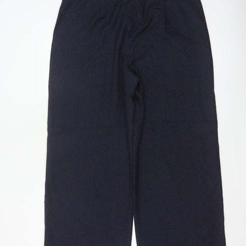 M&S Women Blue Pinstripe UK 16 Straight Tailored Work Trousers