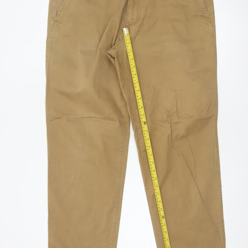 Gap Men’s Beige 38x32 Straight Chino Trousers Cotton Flat Front