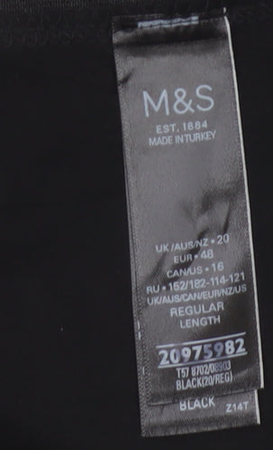 Marks & Spencer Women Black Size 20 High Rise Button Leggings Regular