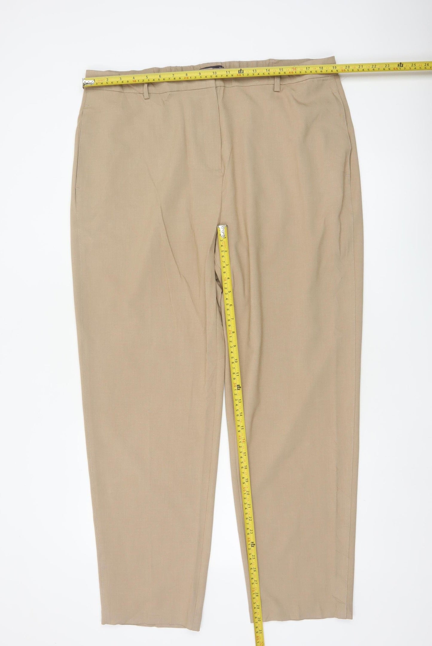 Marks & Spencer Women Beige Size 20 Regular Tapered Work Trousers