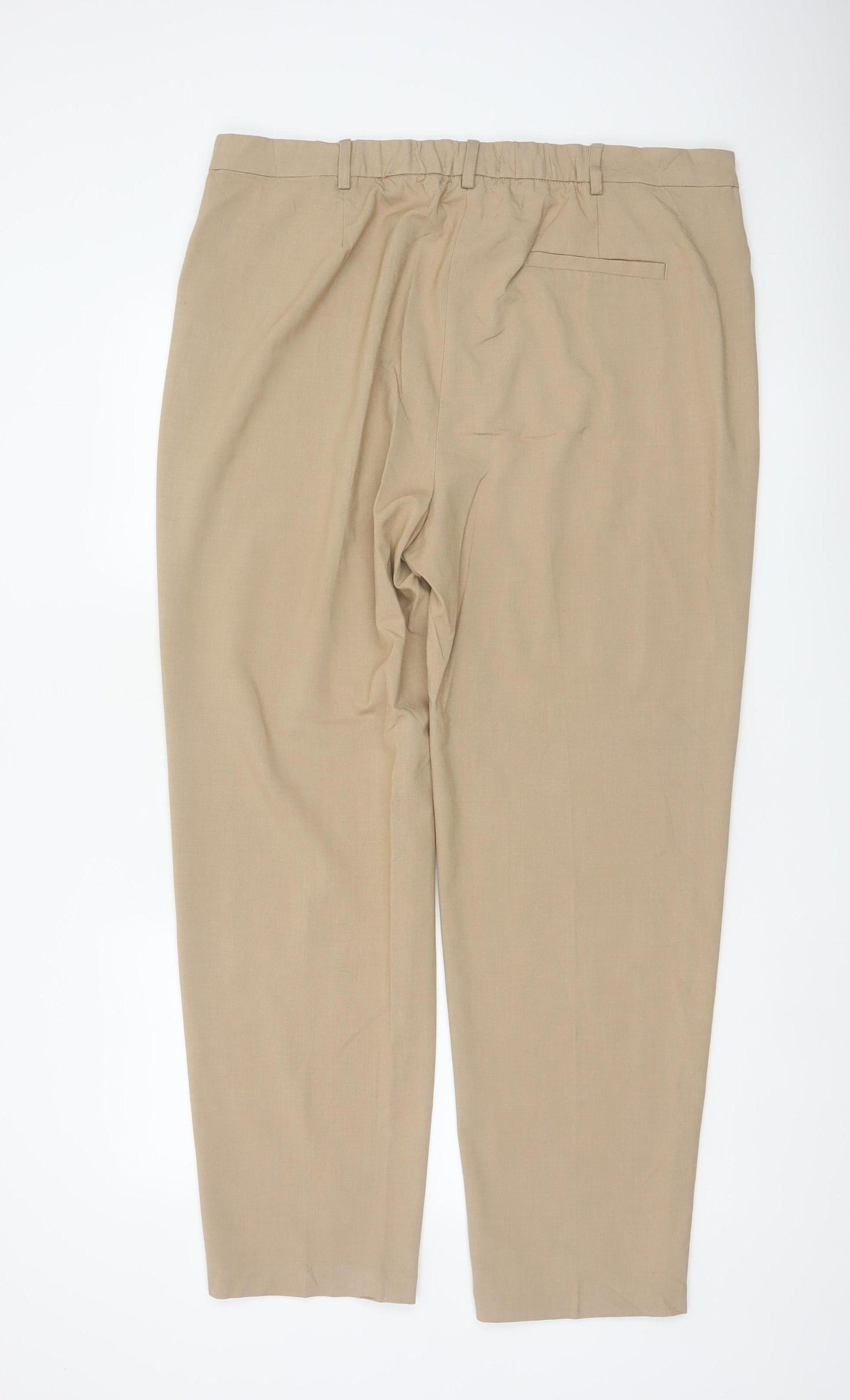 Marks & Spencer Women Beige Size 20 Regular Tapered Work Trousers
