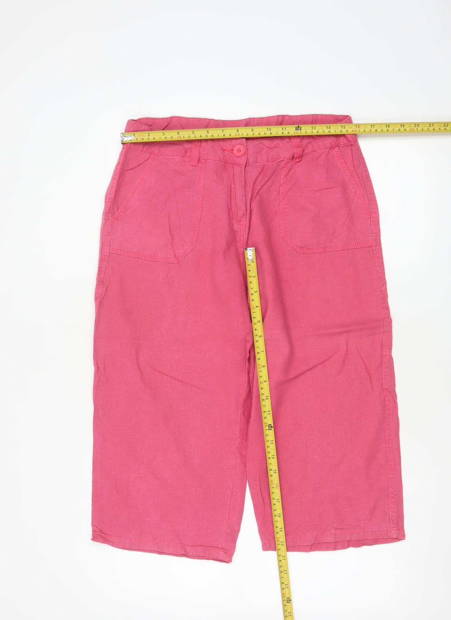 Marks and Spencer Women Pink UK 12 Linen Culotte Shorts