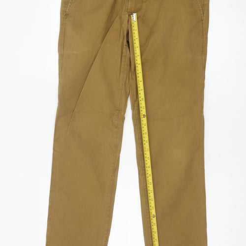 Gap Men's Beige 32/32 Regular Straight Cotton Chino Trousers