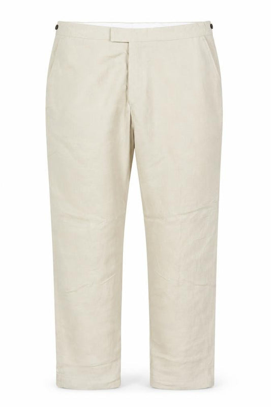 Jaeger Men’s Beige 38in Linen Flax Regular Straight Dress Trousers