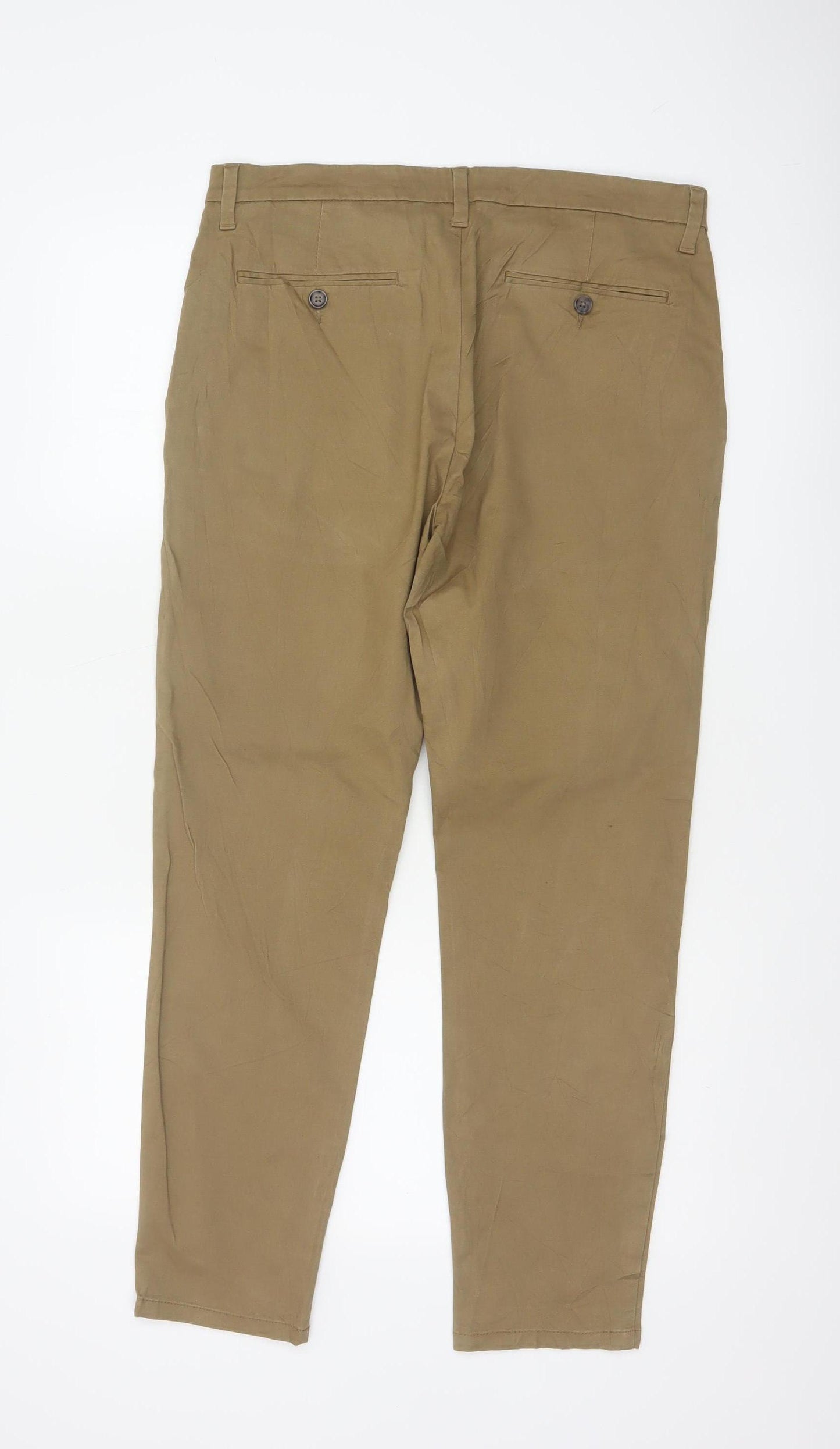 Marks & Spencer Men Beige 32/29 Skinny Stretch Chino Trousers