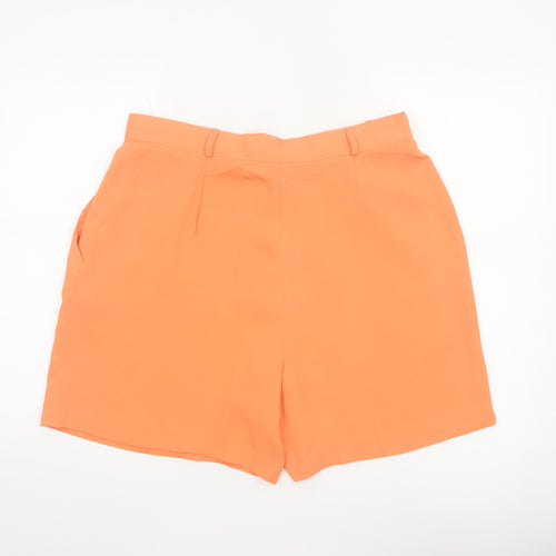 Whimsy Women Orange High Waist Pleated Shorts UK 18 Pockets