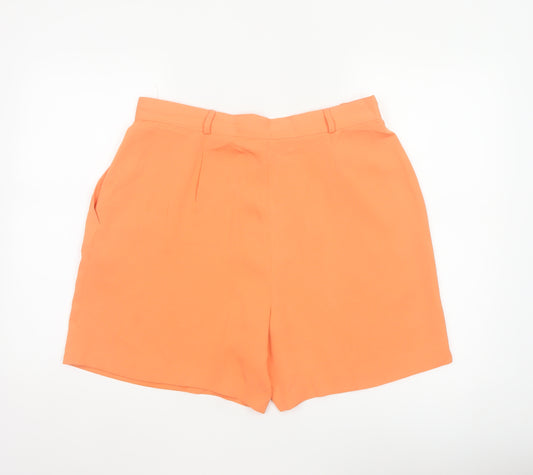 Whimsy Women Orange High Waist Pleated Shorts UK 18 Pockets