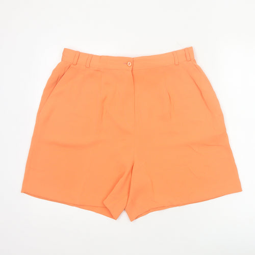 Whimsy Women Orange High Waist Pleated Shorts UK 18 Pockets