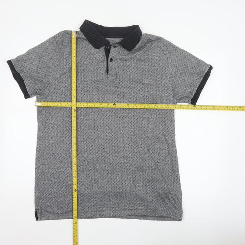 Peter Werth Men's Grey XL Striped Cotton Short Sleeve Polo Shirt