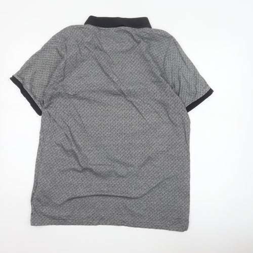 Peter Werth Men's Grey XL Striped Cotton Short Sleeve Polo Shirt