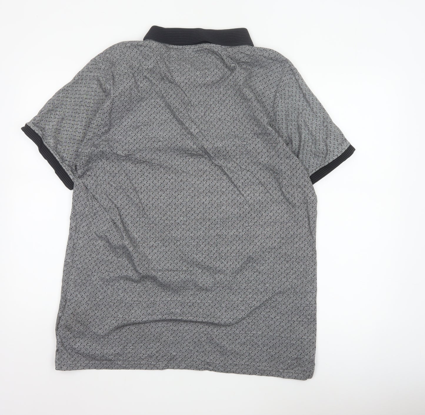 Peter Werth Men's Grey XL Striped Cotton Short Sleeve Polo Shirt