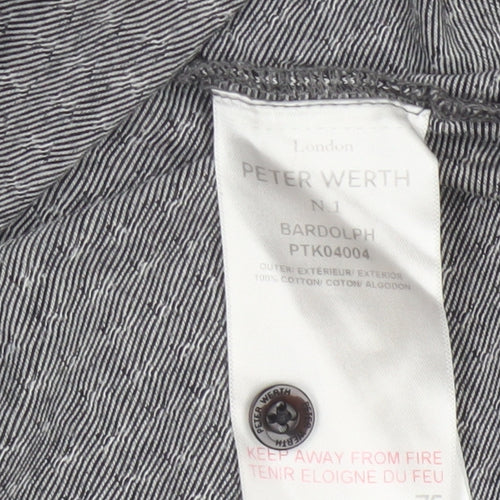 Peter Werth Men's Grey XL Striped Cotton Short Sleeve Polo Shirt