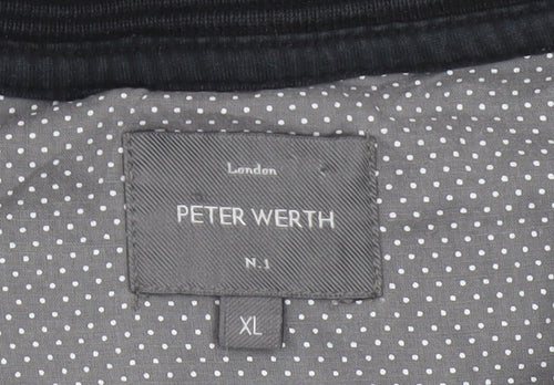 Peter Werth Men's Grey XL Striped Cotton Short Sleeve Polo Shirt
