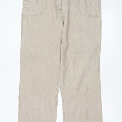 Hurricane Women’s Beige UK 14 Slim Linen Cotton Carpenter Trousers