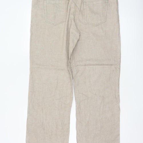 Hurricane Women’s Beige UK 14 Slim Linen Cotton Carpenter Trousers