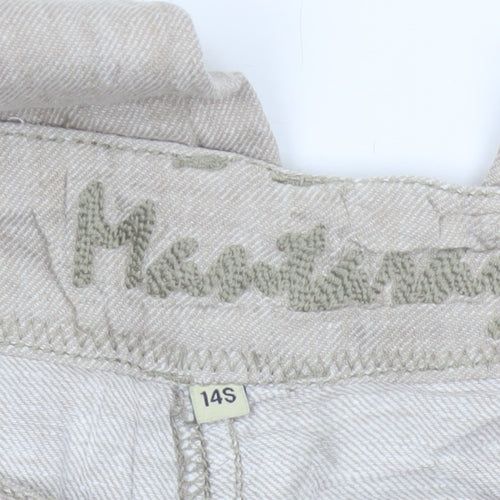 Hurricane Women’s Beige UK 14 Slim Linen Cotton Carpenter Trousers