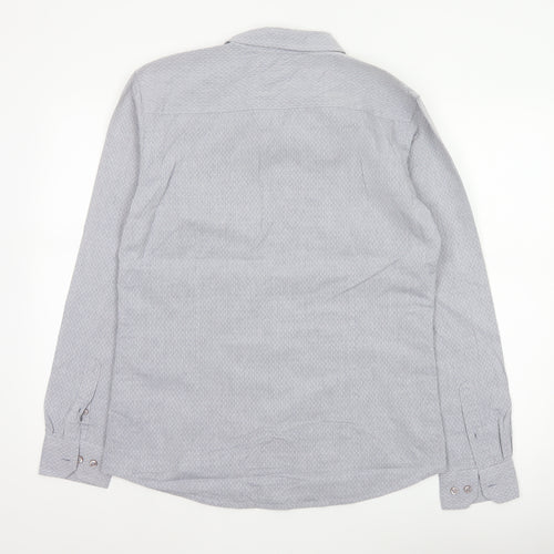 Retro Fire Men's Grey M Geometric Cotton Long Sleeve Button-Up Shirt