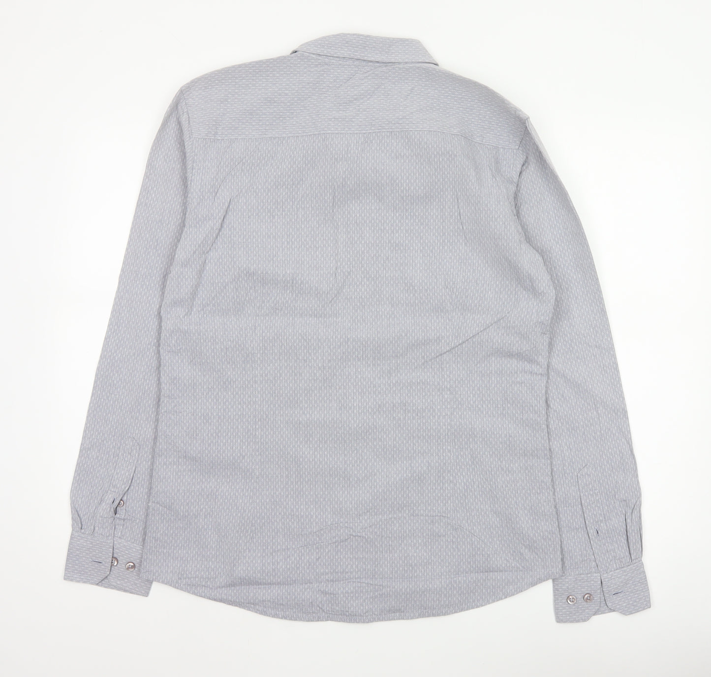Retro Fire Men's Grey M Geometric Cotton Long Sleeve Button-Up Shirt