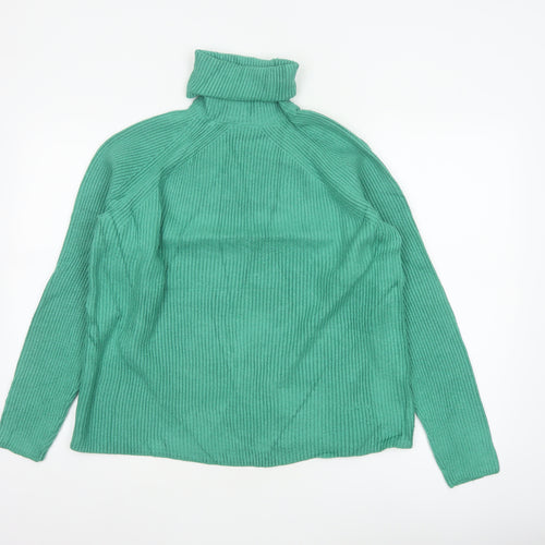 Marks & Spencer Women Green M Rib Knit Roll Neck Jumper
