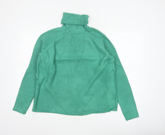 Marks & Spencer Women Green M Rib Knit Roll Neck Jumper