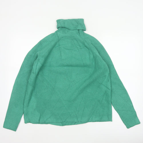 Marks & Spencer Women Green M Rib Knit Roll Neck Jumper