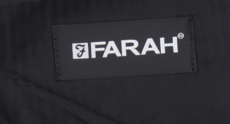 Farah Men's Black 36 L33 Straight Flat Front Dress Trousers Smart Formal