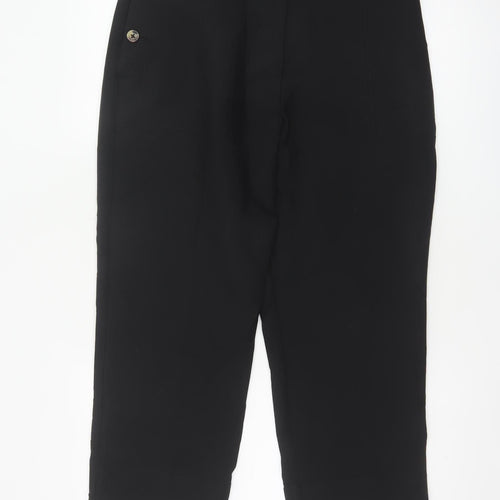 M&S Women's Black UK 12 Short Straight Leg Smart Trousers Pockets
