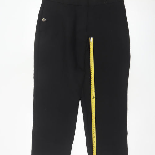 M&S Women's Black UK 12 Short Straight Leg Smart Trousers Pockets