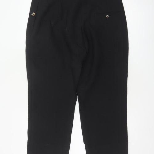 M&S Women's Black UK 12 Short Straight Leg Smart Trousers Pockets