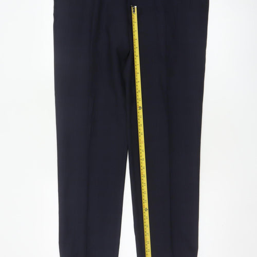 Marks & Spencer Men Blue 34 31 Tailored Wool Blend Dress Trousers