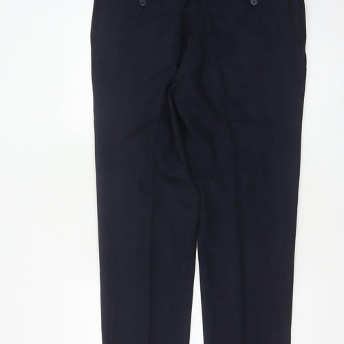 Marks & Spencer Men Blue 34 31 Tailored Wool Blend Dress Trousers