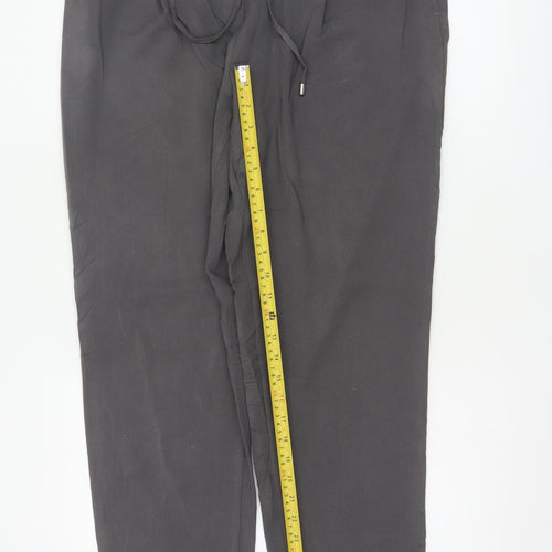 Marks Spencer Womens Grey UK 14 Long Tapered Drawstring Jogger Trousers