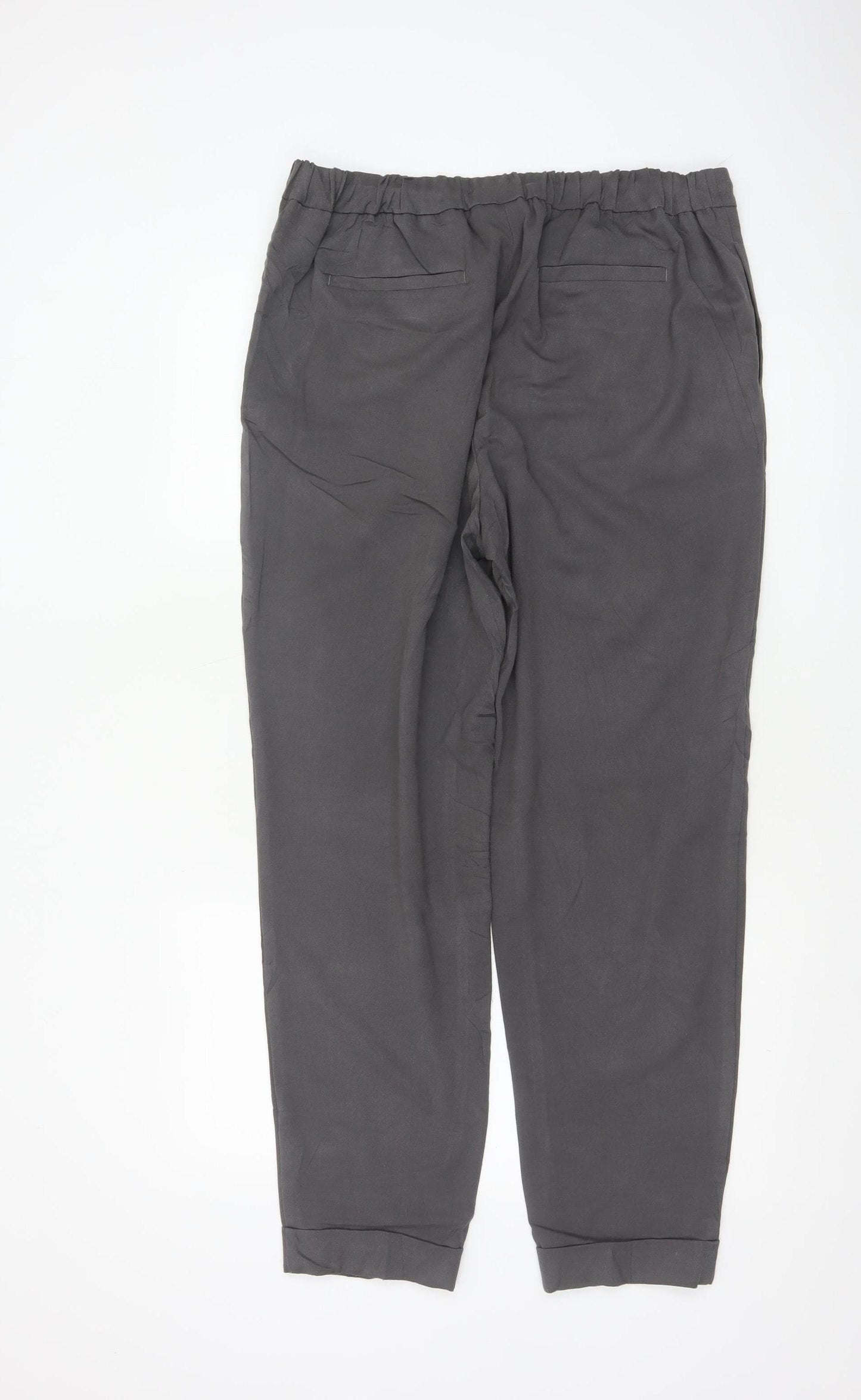 Marks Spencer Womens Grey UK 14 Long Tapered Drawstring Jogger Trousers