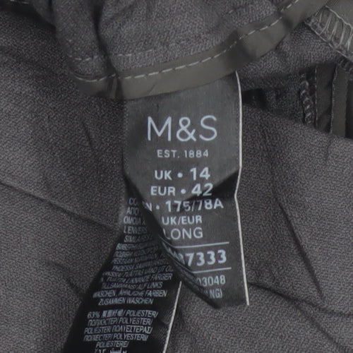 Marks Spencer Womens Grey UK 14 Long Tapered Drawstring Jogger Trousers