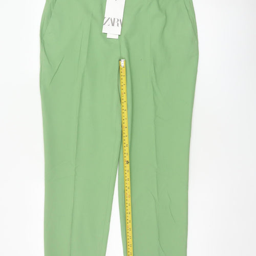 Zara Women Green UK 14 Tailored Tapered Dress Trousers