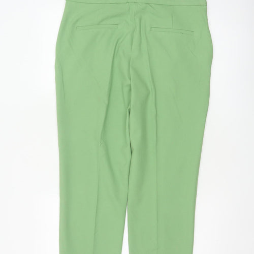 Zara Women Green UK 14 Tailored Tapered Dress Trousers