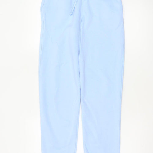 Zara Women Blue UK 8 Fleece Jogger Trousers Drawstring Cuffed